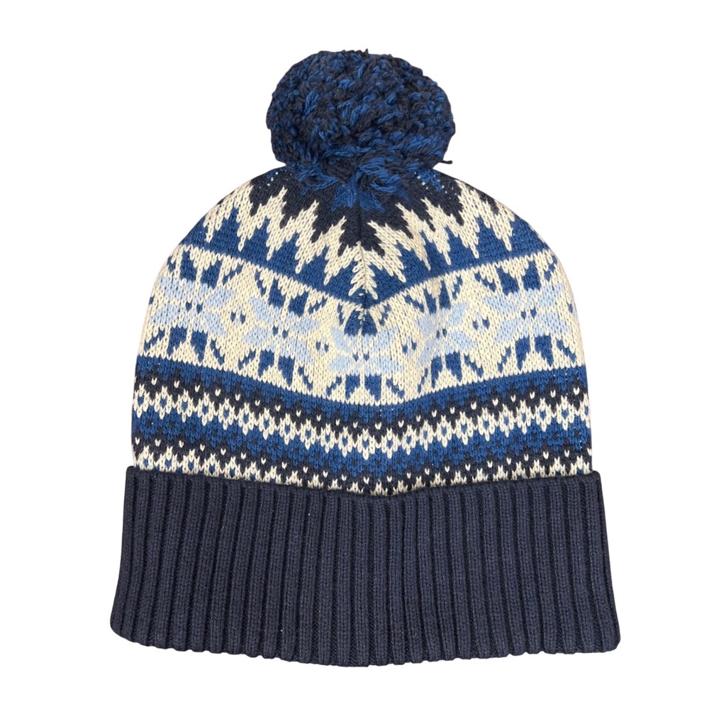 Crewcuts Kids Fair Isle Snowflake Pom Beanie Navy Blue BM629 L-XL